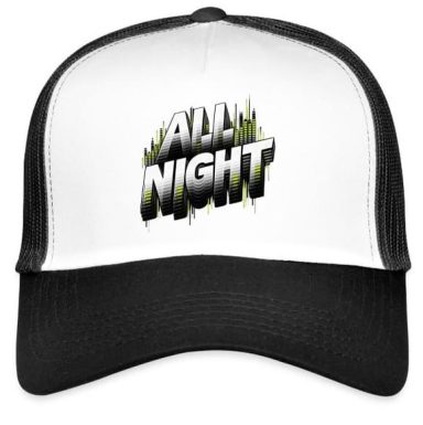 All Night All Night Electronic Techno Music Yellow Equalizer Rave EDM Trucker Cap Hat with Adjustable Mesh Back -Festival Gift