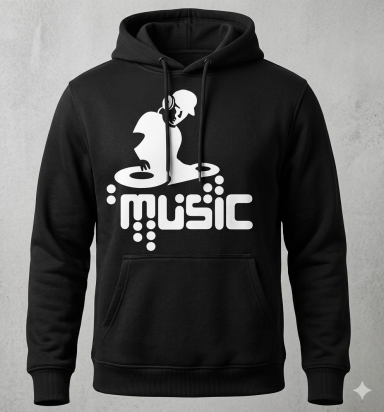 Techno DJ Hoodie Techno DJ Party Club Music Design with Turntable Motif Pullover Hoodie Men Women Gift