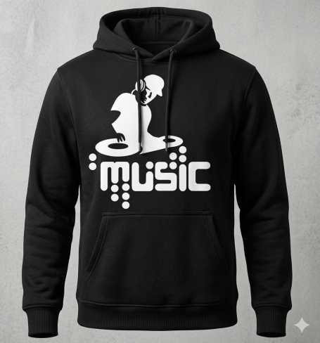 Techno DJ Hoodie Techno DJ Party Club Music Design with Turntable Motif Pullover Hoodie Men Women Gift