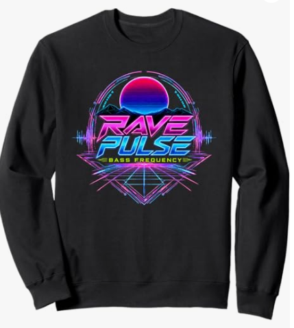 Techno Grid Sweatshirt Rave Pulse Bass Frequency Techno Grid Tunnel Festival Sweatshirt Gift Outfit for Men and Women