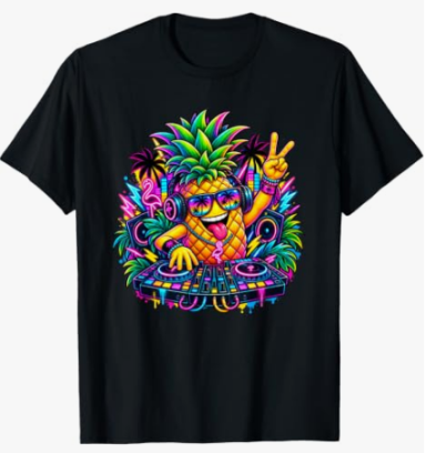 Funny Raving Pineapple Fruit Techno EDM Rave Outfit Design T-Shirt - Suitable for festival visitors, dance music fans, party nights