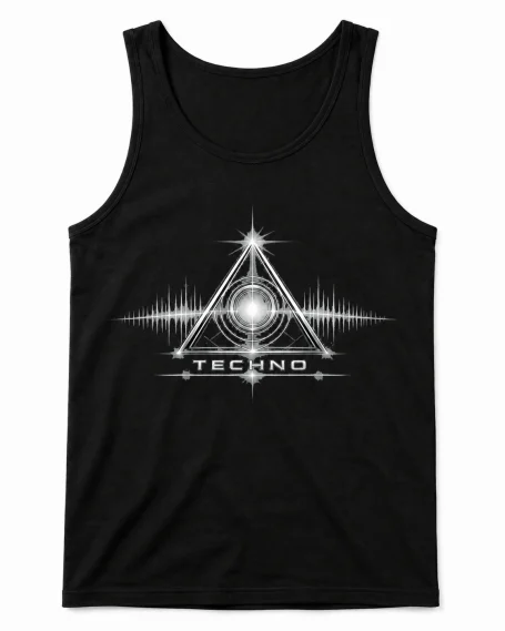 Techno Triangle Tank Top Silver electronic techno triangle tank top with silver EDM rave festival graphic