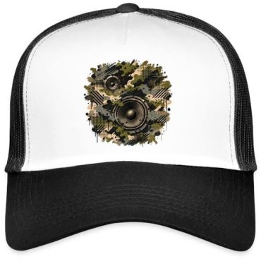 Camo Camouflage Bass Box Design Graphic Electronic Music Festival Rave EDM Gift Trucker Cap Accessoire