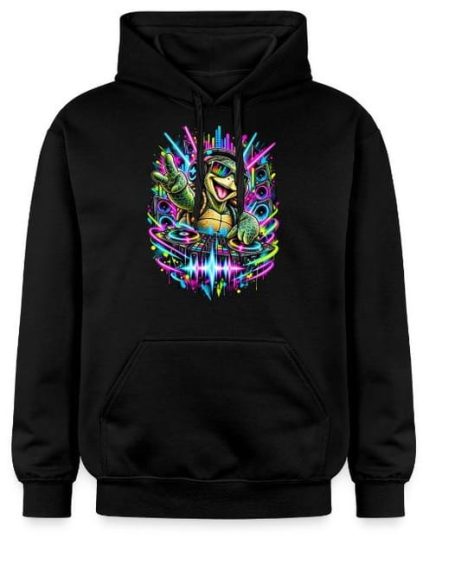 Raving Schildkröte Hoodie Lustige DJ „Raving Schildkröte“-Hoodie Elektronische Techno-Musik, Plattenspieler, für Rave Fesitval Party