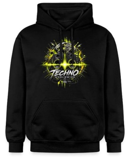 Techno Worldwide Hoodie Techno, elektronische Musik, weltweit, Lautsprecher, Soundwave, EDM, Kleidung, Hoodies und Pullover für Rave Festival