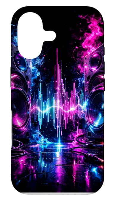 Neon Bass Box Handyhülle Zwei Neon Blau und Pink Bass Lautsprecher - Mobile Phone Case Techno Rave Musik Grafik Handyhülle für iPhone Smartphone