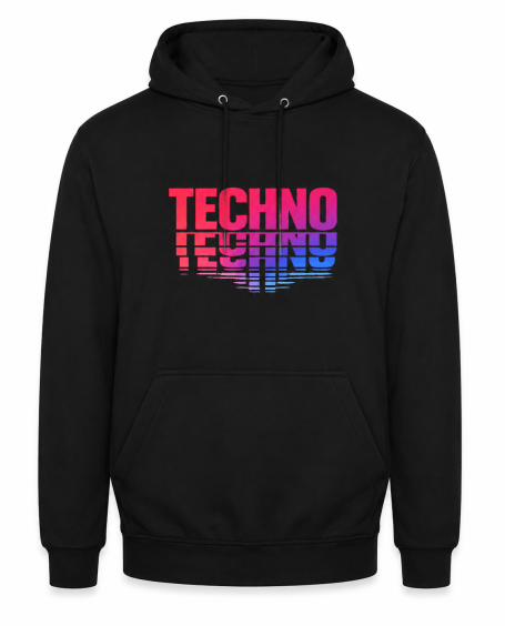 Rot Blauer Techno Schrift-Zug Farbverlauf Design für Festivals als Outfit für Damen und Herren
