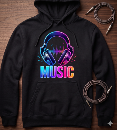 Headphone Techno Hoodie Colorful Headphone Techno Party Music Producer EDM Music Production Soundwave Gift Design Pullover Hoodie for Men and Women