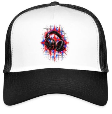 Colorful Headphone Grunch Effect Electronic Techno Music Trucker Cap Gift