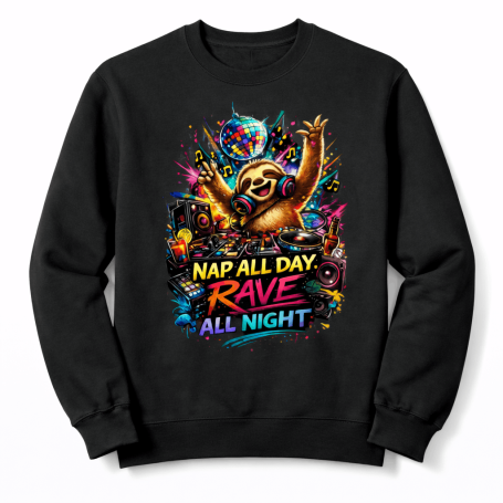 Lustiges Techno Musik Faultier Tier DJ Party Festival Rave Design Pullover Sweatshirt