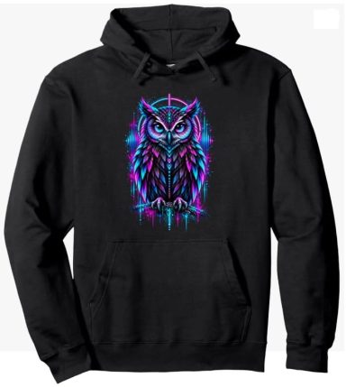 Techno Owl Hoodie Dark Hard-Techno Owl Night Rave Electronic Techno Festival Music Weekend Hoodie Pullover Gift