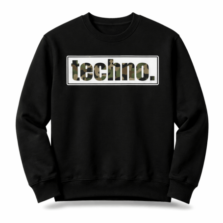 Techno Camouflage Militär Look Schriftzug Elektronische Musik Festival Rave Design Outfit Pullover Sweatshirt