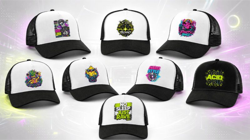 Auswahl an Techno Festival Freizeit Rave EDM Caps - Kollektion - im Trucker Cap Shop