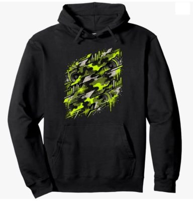 Techno Camo Hoodie Electronic Techno Party Music Bass Box Camo Camouflage Military Look Pattern Hoodie Pullover Apparel Gift