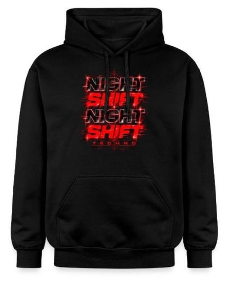 Night Shift Hoodie Night Shift Red and Black Electronic Techno Rave Music EDM Design Hoodie Pullover Gift