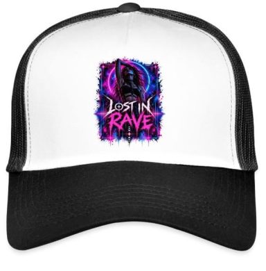 Lost in Rave Electronic Techno Music Neon EDM Illustration with a Female Graphic Trucker Cap Gift