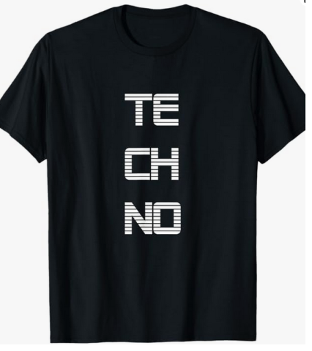 T-shirt with a stylized 'Techno' lettering graphic