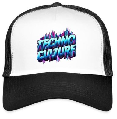 Techno Culture Hat Techno Culture Equalizer Electronic Music Lettering Trucker Cap Hat with Adjustable Mesh Back