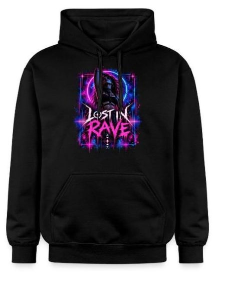 Lost in Rave Hoodie Lost in Rave Electronic Techno Music Neon EDM Illustration with a Female Graphic Hoodie Pullover Gift