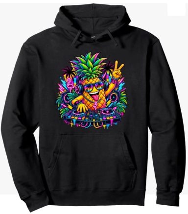 Raving Ananas Hoodie Raving Ananas Techno Electronic Music DJ Hoodie Pullover Clothing Wear Apparel