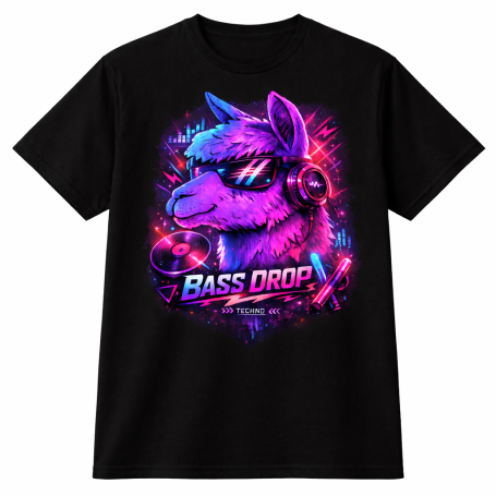 Techno Lama Shirt Neon Techno Musik Lama Alpaka Shirt Geschenk