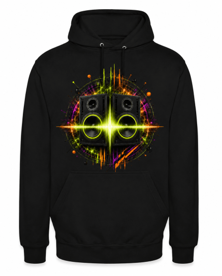 Futuristisches Techno EDM Lautsprecher Soundsystem Techno Musik Neon Hoodie Design