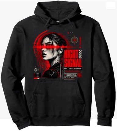 Rave Signal Hoodie Rave Signal Red Fragment Female Face Techno Electronic Music Graphic Hoodie Pullover Clothing Wear Apparel