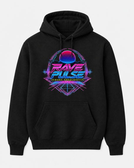 Rave Pulse Techno Neon Grid Tunnel Design Hoodie