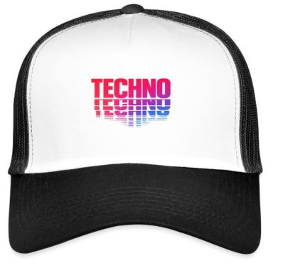 Techno Hat Techno Lettering Design Graphic Electronic Music Rave EDM Gift Trucker Cap Hat with Adjustable Mesh Back