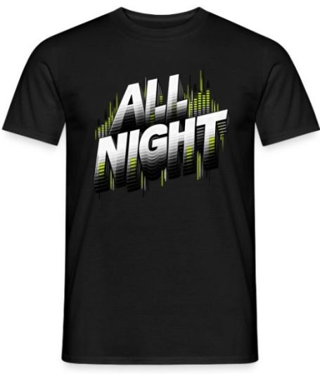 All Night Rave Techno Musik Festival Party Geschenk Outfit T-Shirt für Damen und Herren